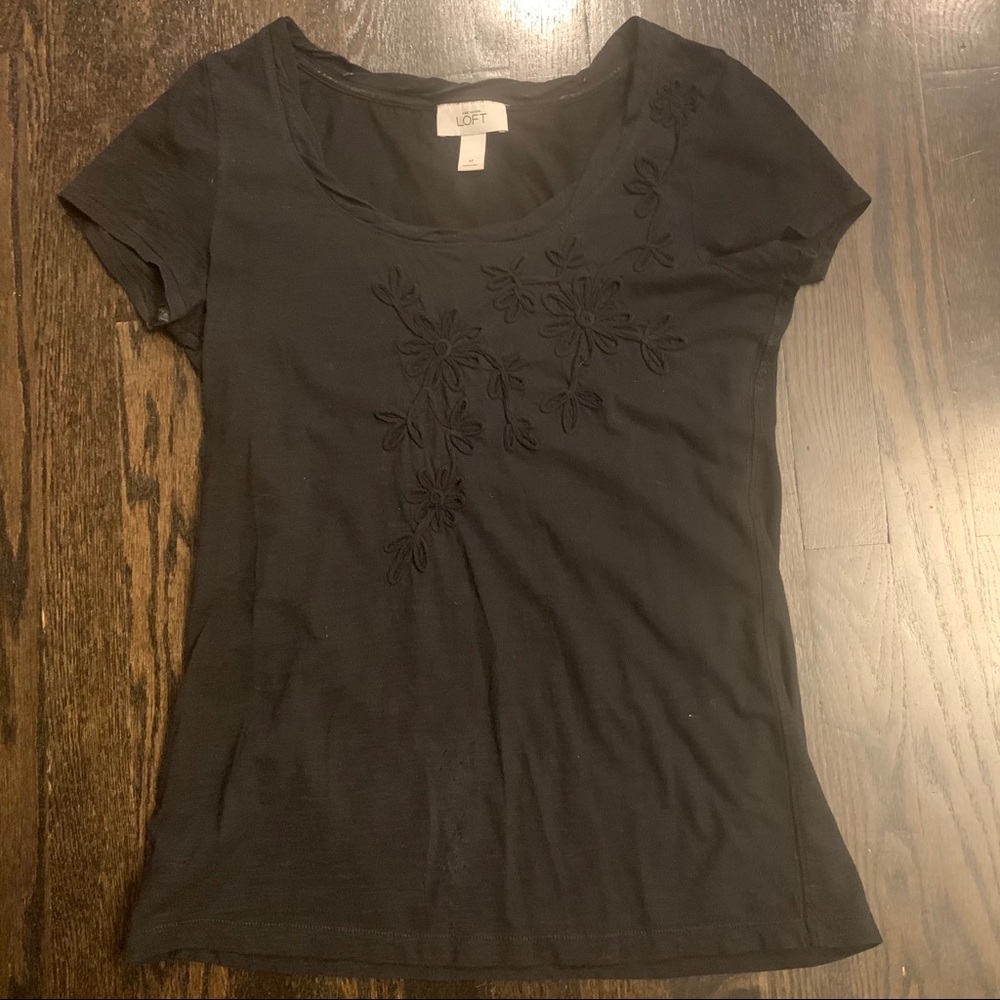 Loft Size Medium Black Embroidered Shirt